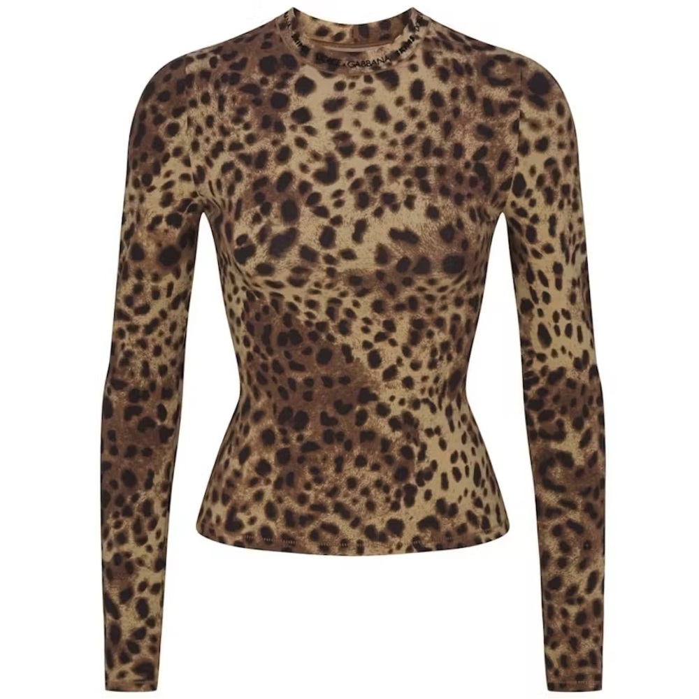 SKIMS x DOLCE GABBANA Leopard Print Long Sleeve Top